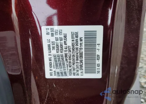 2013 Honda Odyssey Exl z USA, uszkodzony, nr VIN 5FNRL5H61DB082719